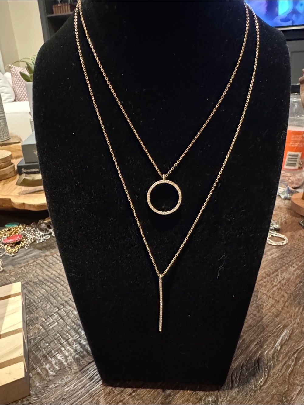 Banana Republic Gold Layered Circle & Bar Pendant Necklace - Women Jewelry